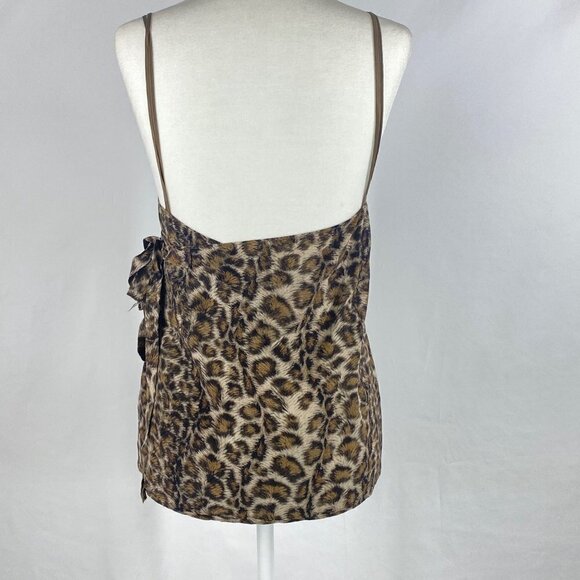Leopard Print Silk Tank Top Size S Helmut Lang Spaghetti Strap Wrap Tie - Picture 4 of 12